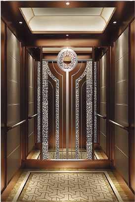 Bronze rose gold elevator cabin