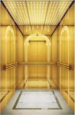 Full luxury gold elevator cabin