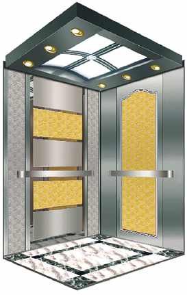 Gold chrome elevator cabin